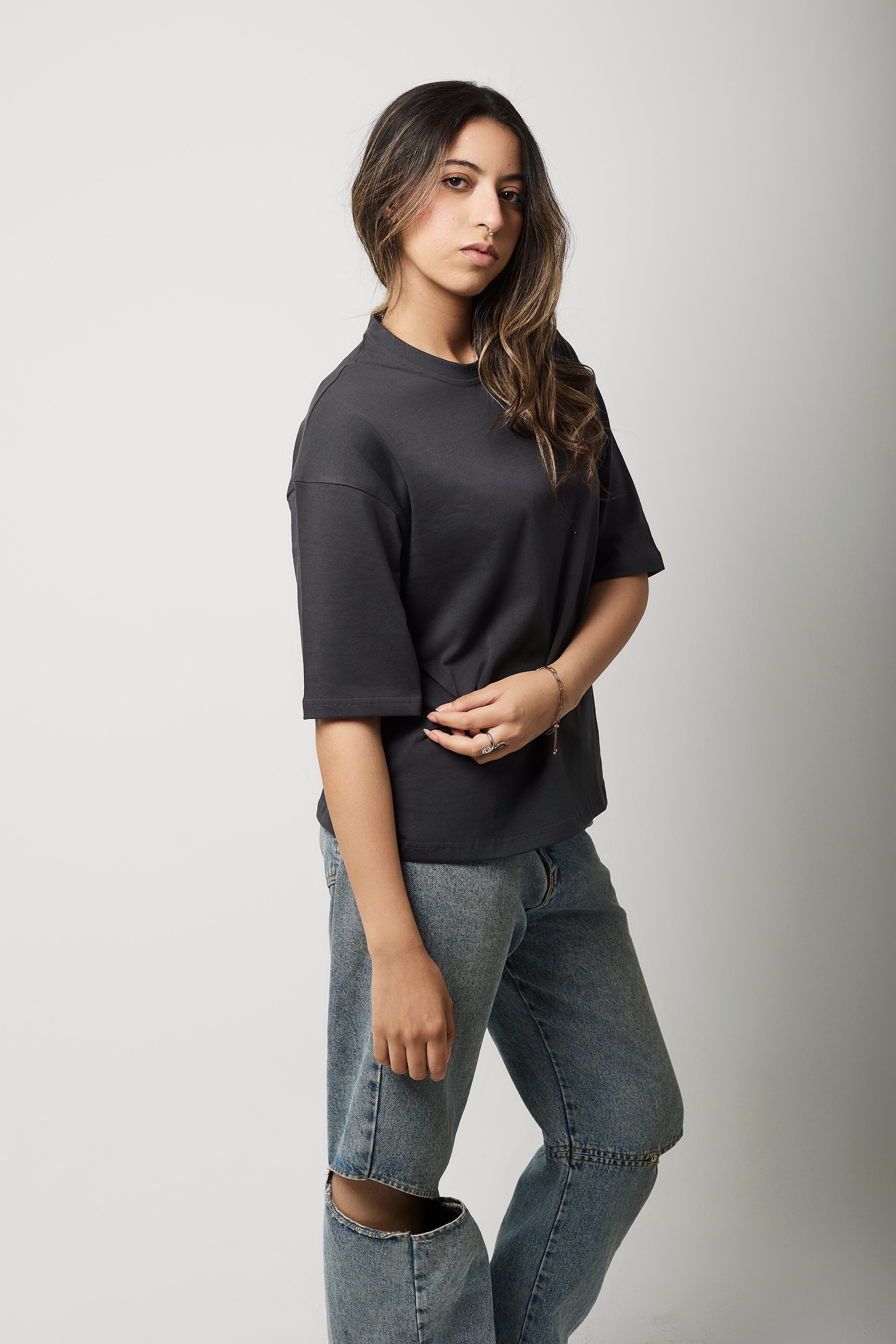 Boxy Short Sleeve T-shirt (Charcoal Grey)