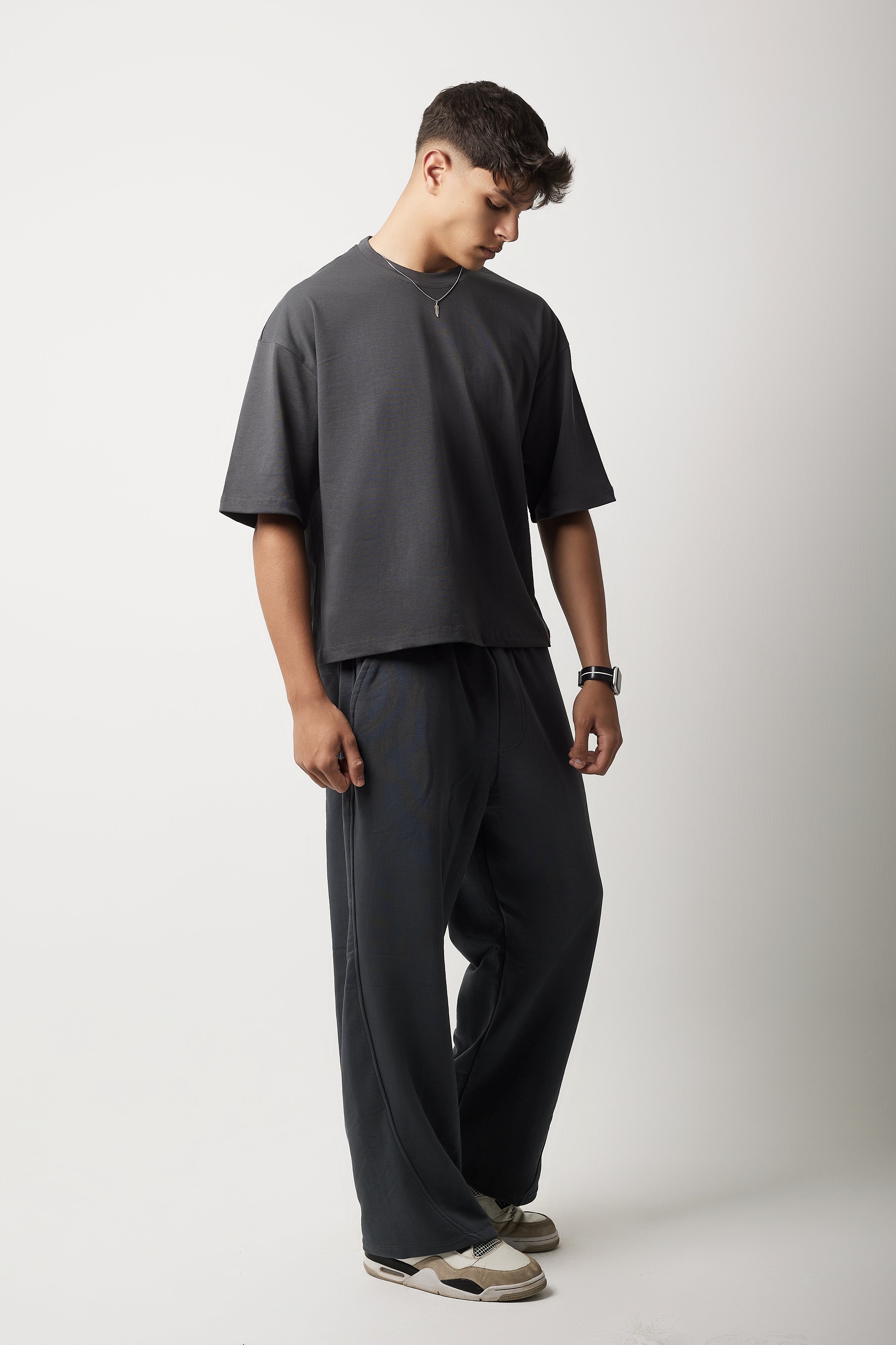 ★GUBIN★ Pigment Error Print Short Sleeve T-Shirt Charcoal ピグメントエラープリンティドTシャツ - Charcoal - GUBIN | 60