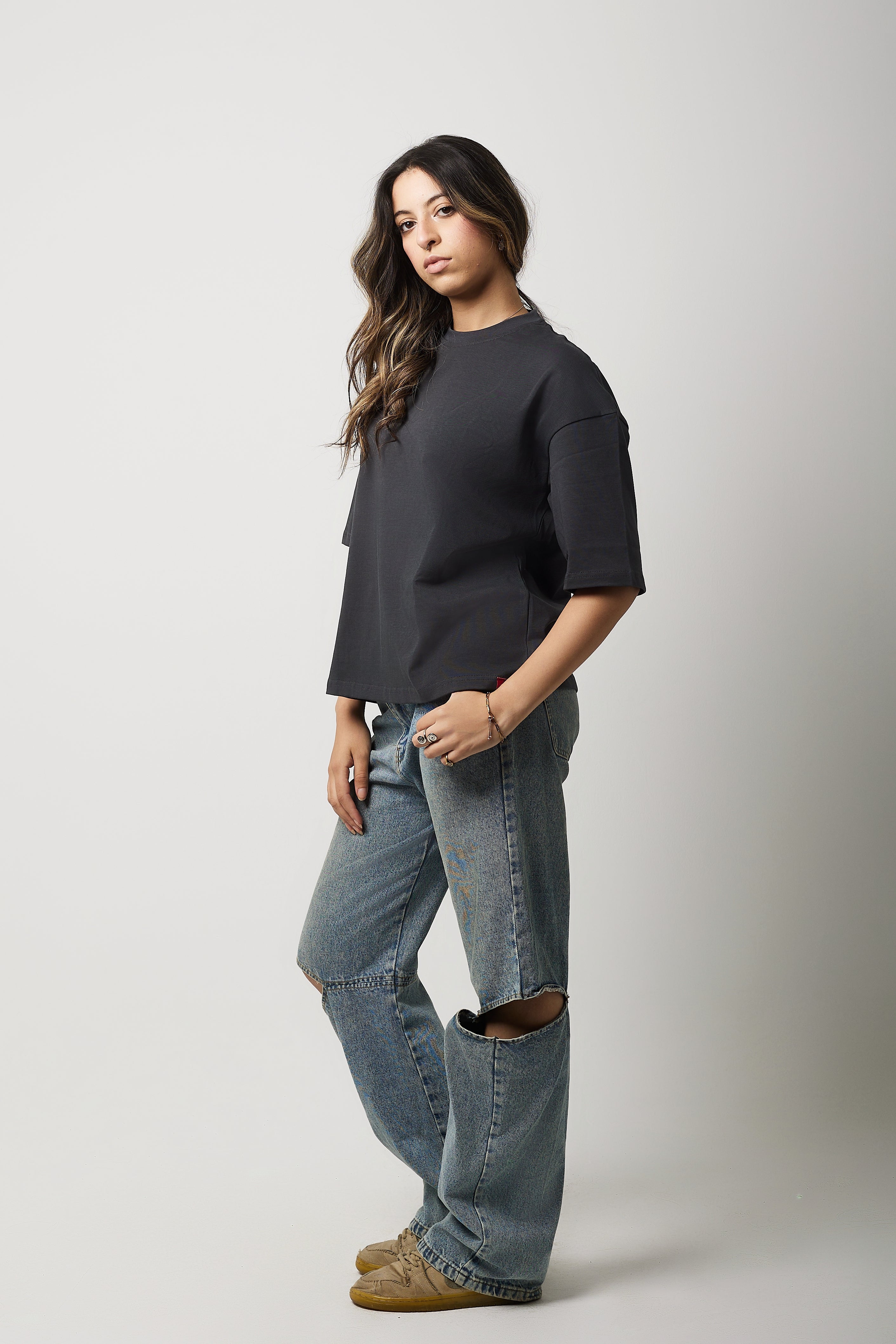 Boxy Short Sleeve T-shirt (Charcoal Grey)